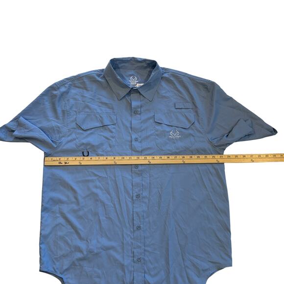 Realtree Fishing Guide Shirt Mens Sz Large Blue Short Sleeve Vented Lightweight - Picture 7 of 7